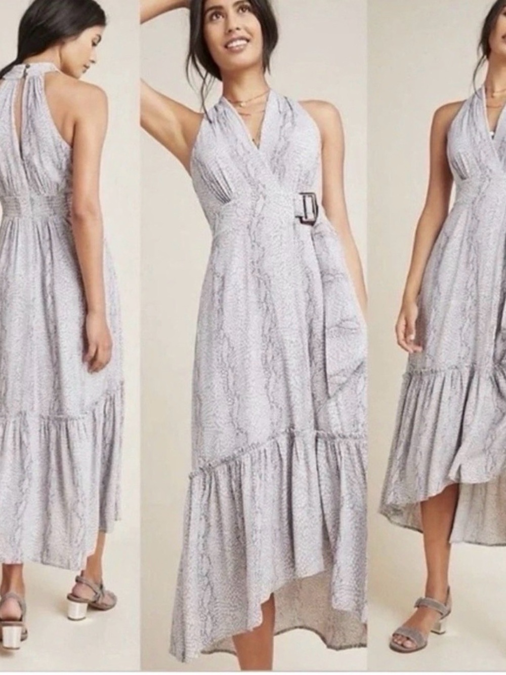 Anthropologie Women’s Lavender-Gray Halter High-Low Maxi Dress. 3x. NWT